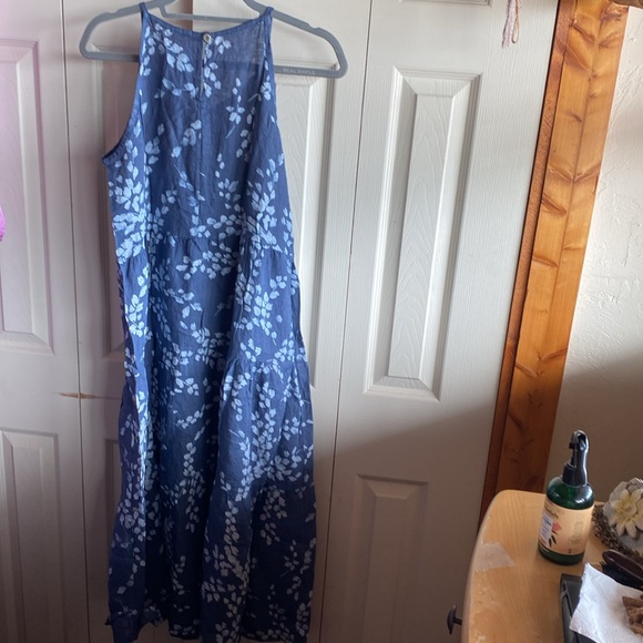 Luisa Perla NWT Made In Italy Sleeveless Button Back 100% Linen Midi Dress Small - Picture 5 of 12